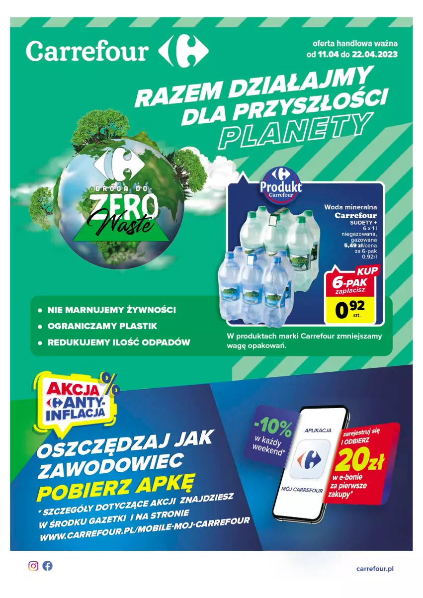 Gazetka promocyjna Carrefour - Gazetka Carrefour - ważna 11.04 do 22.04.2023 - strona 1 - produkty: Woda, Woda mineralna