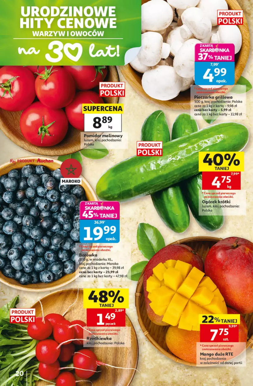 Gazetka promocyjna Auchan - Gazetka 30 Lat Hipermarket Auchan - ważna 14.05 do 20.05.2026 - strona 20 - produkty: Fa, Grill, Mango, Ogórek, Pomidor malinowy