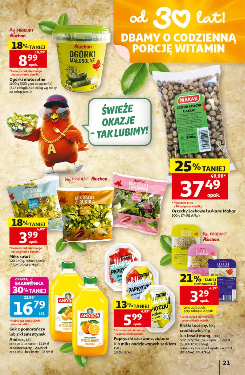 Gazetka promocyjna Auchan - Gazetka 30 Lat Hipermarket Auchan - ważna 14.05 do 20.05.2026 - strona 21 - produkty: Fa, Fasoli mung, Kiełki, Sałat, Ser, Sok
