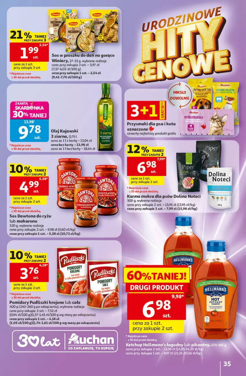 Gazetka promocyjna Auchan - Gazetka 30 Lat Hipermarket Auchan - ważna 14.05 do 20.05.2026 - strona 35 - produkty: Dawtona, Fa, Gra, Ketchup, Kujawski, Makaron, Olej, Pomidory, Przysmaki, Pudliszki, Ryż, Sałat, Sos, Winiary