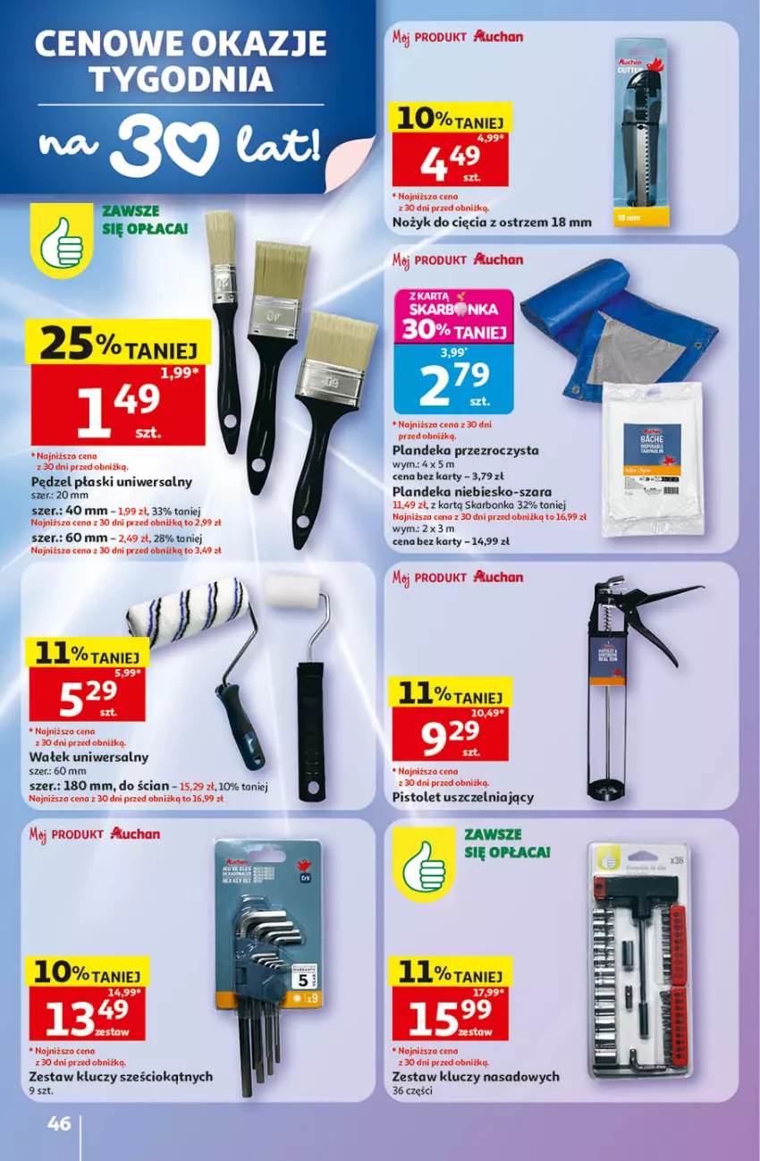 Gazetka promocyjna Auchan - Gazetka 30 Lat Hipermarket Auchan - ważna 14.05 do 20.05.2026 - strona 46 - produkty: Noż, Pistolet, Wałek, Zestaw kluczy, Zestaw kluczy nasadowych