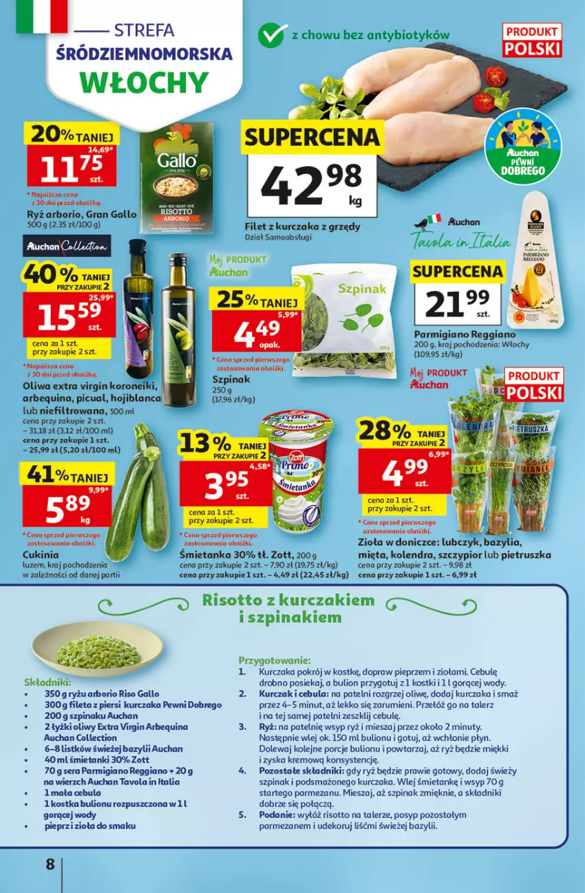 Gazetka promocyjna Auchan - Gazetka 30 Lat Hipermarket Auchan - ważna 14.05 do 20.05.2026 - strona 8 - produkty: Bazyl, Bazylia, Bulion, Cebula, Fa, Gin, Gra, Gry, Kolendra, Kurczak, Lion, Mięta, Nuty, Olej, Parmezan, Pieprz, Pietruszka, Por, Rum, Ryż, Ser, Szpinak, Talerz, Zioła w doniczce, Zott