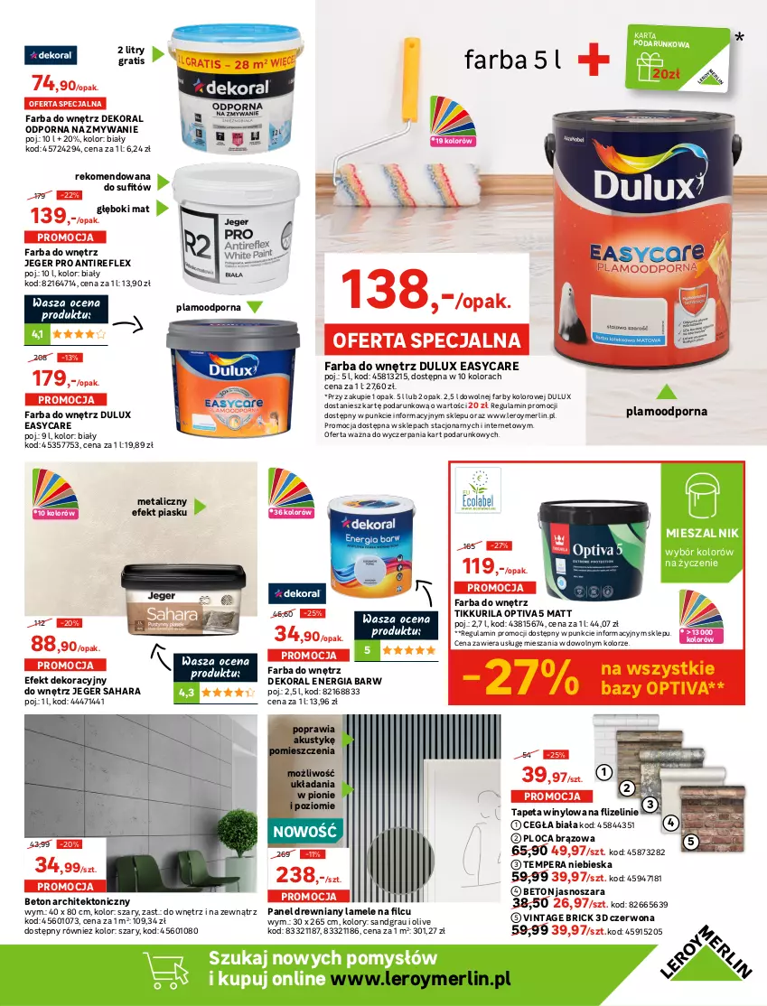 Gazetka promocyjna Leroy Merlin - Narzędzia do Twojego warsztatu - ważna 04.03 do 24.03.2022 - strona 13 - produkty: Bateria, Bateria kuchenna, Dekoral, Dozownik, Dulux, Fa, Farba do wnętrz, Gra, Korpusy, Kosz, Kuchnia, Ociekacz, Papier, Pokrywa, Por, Syfon, Szal, Tapeta, Telefon, Zestaw mebli kuchennych, Zlew, Zlewozmywak