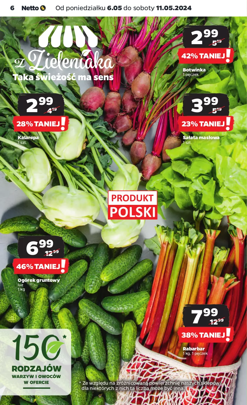 Gazetka promocyjna Netto - Artykuły spożywcze - ważna 06.05 do 11.05.2024 - strona 6 - produkty: Grunt, Inka, Masło, Ogórek, Sałat, Sałata masłowa