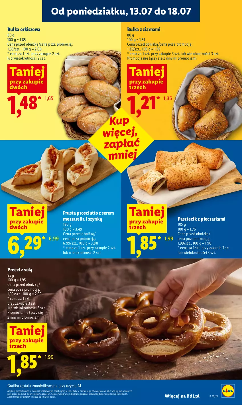 Gazetka promocyjna Lidl - Gazetka ważna od 16.07 do 18.07 - ważna 16.07 do 18.07.2026 - strona 57 - produkty: Bułka, Gra, Grafika, Mozzarella, Pasztecik z pieczarkami, Piec, Pieczarka, Prosciutto, Rust, Ser