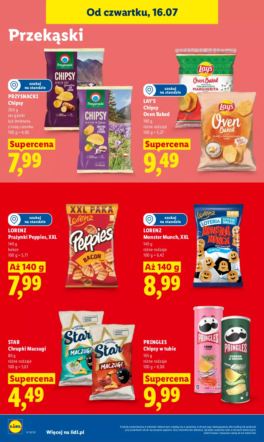 Gazetka promocyjna Lidl - Gazetka ważna od 16.07 do 18.07 - ważna 16.07 do 18.07.2026 - strona 80 - produkty: Beko, Chipsy, Chrupki, Lay’s, Lorenz, Monster Munch, Pringles, Przysnacki, Ser