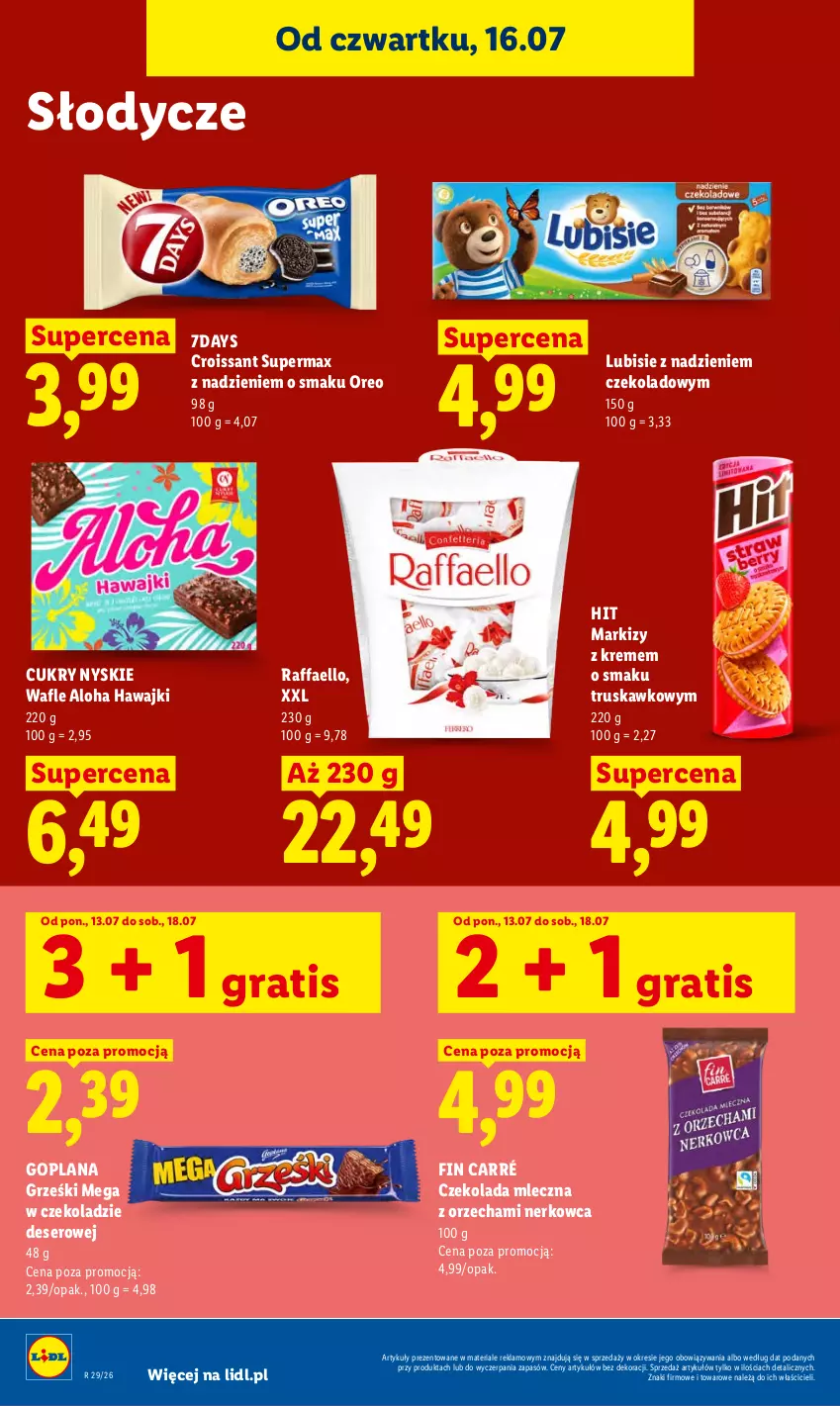 Gazetka promocyjna Lidl - Gazetka ważna od 16.07 do 18.07 - ważna 16.07 do 18.07.2026 - strona 82 - produkty: Croissant, Czekolada, Czekolada mleczna, Deser, Fa, Goplana, Gra, Grześki, LANA, Lubisie, Oreo, Raffaello, Ser, Wafle