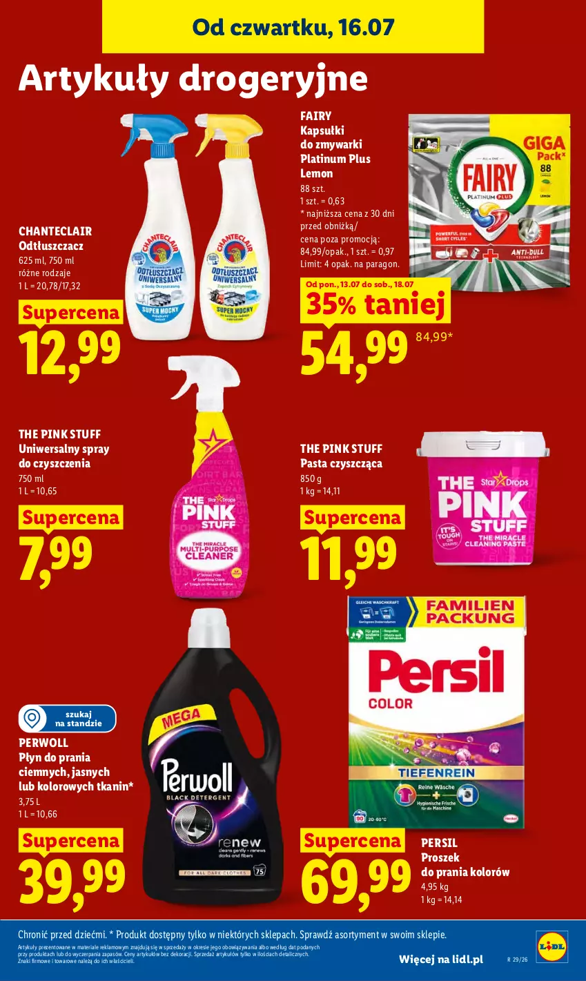 Gazetka promocyjna Lidl - Gazetka ważna od 16.07 do 18.07 - ważna 16.07 do 18.07.2026 - strona 93 - produkty: Fa, Fairy, Odtłuszczacz, Persil, Perwoll, Płyn do prania, Proszek do prania, Spray do czyszczenia, Zmywarki