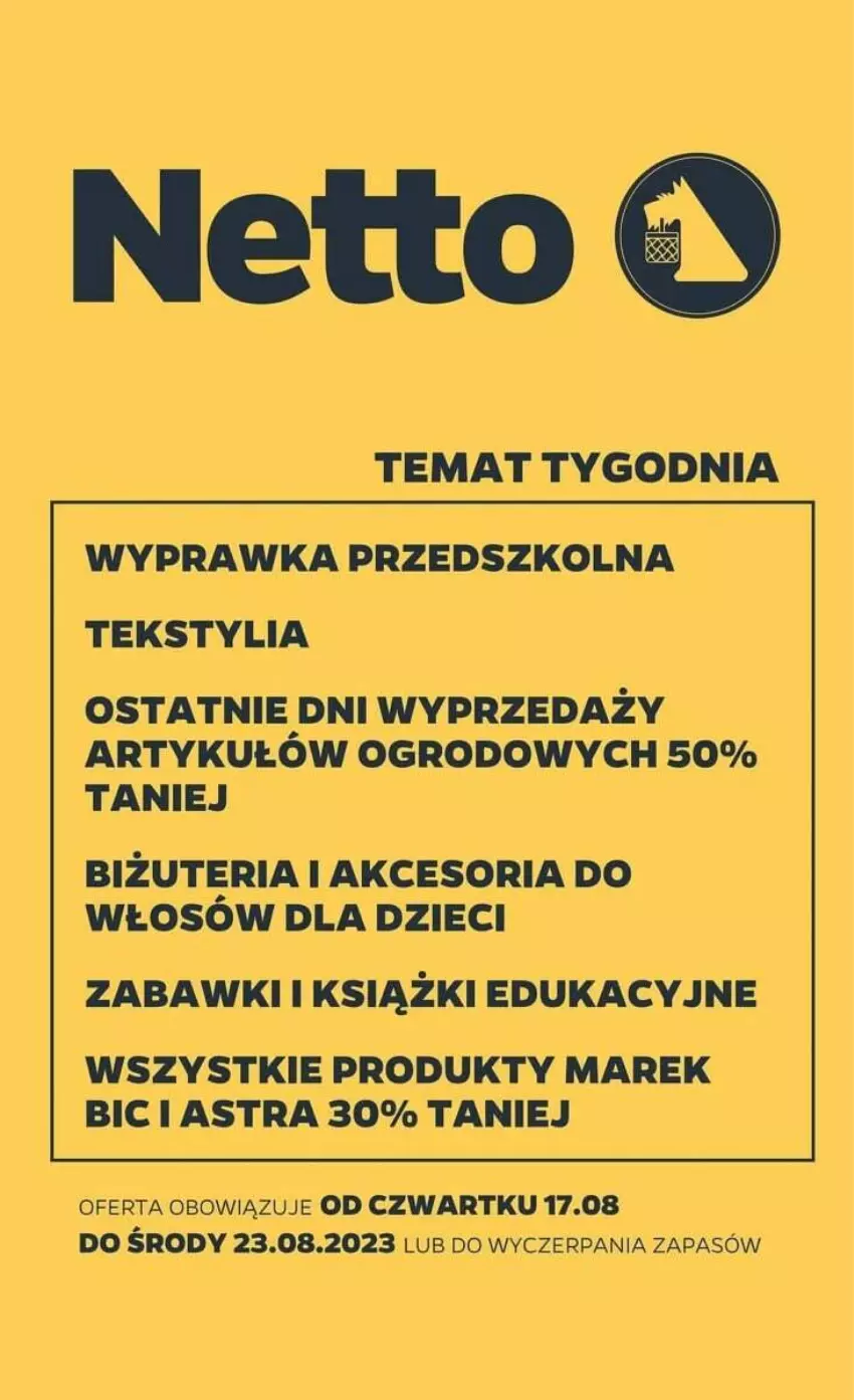 Gazetka promocyjna Netto - ważna 17.08 do 23.08.2023 - strona 1 - produkty: BIC, Dzieci