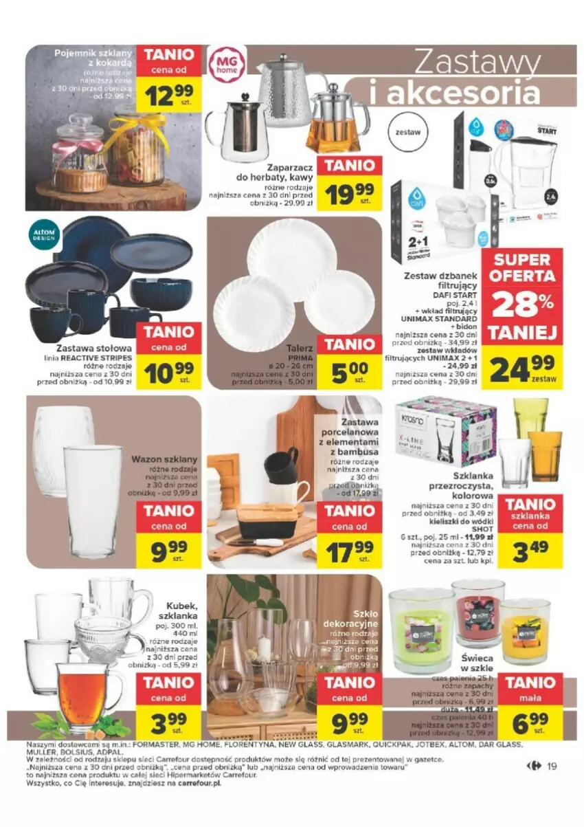 Gazetka promocyjna Carrefour - ważna 16.01 do 28.01.2024 - strona 11 - produkty: Bols, Bolsius, Dzbanek, Dzbanek filtrujący, Kubek, Por, Szklanka, Wkład filtrujący, Zaparzacz