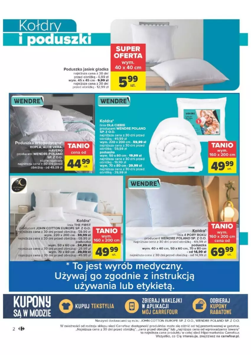 Gazetka promocyjna Carrefour - ważna 16.01 do 28.01.2024 - strona 12 - produkty: Klej, Kołdra, Poduszka, Por