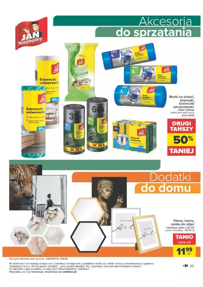 Gazetka promocyjna Carrefour - ważna 16.01 do 28.01.2024 - strona 18 - produkty: Jan Niezbędny, Lustro, Obraz, Ramka, Worki na śmiec, Worki na śmieci