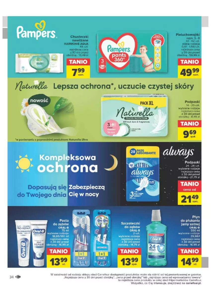 Gazetka promocyjna Carrefour - ważna 16.01 do 28.01.2024 - strona 28 - produkty: Chusteczki, Majtki, Naturell, Naturella, Pieluchomajtki, Por