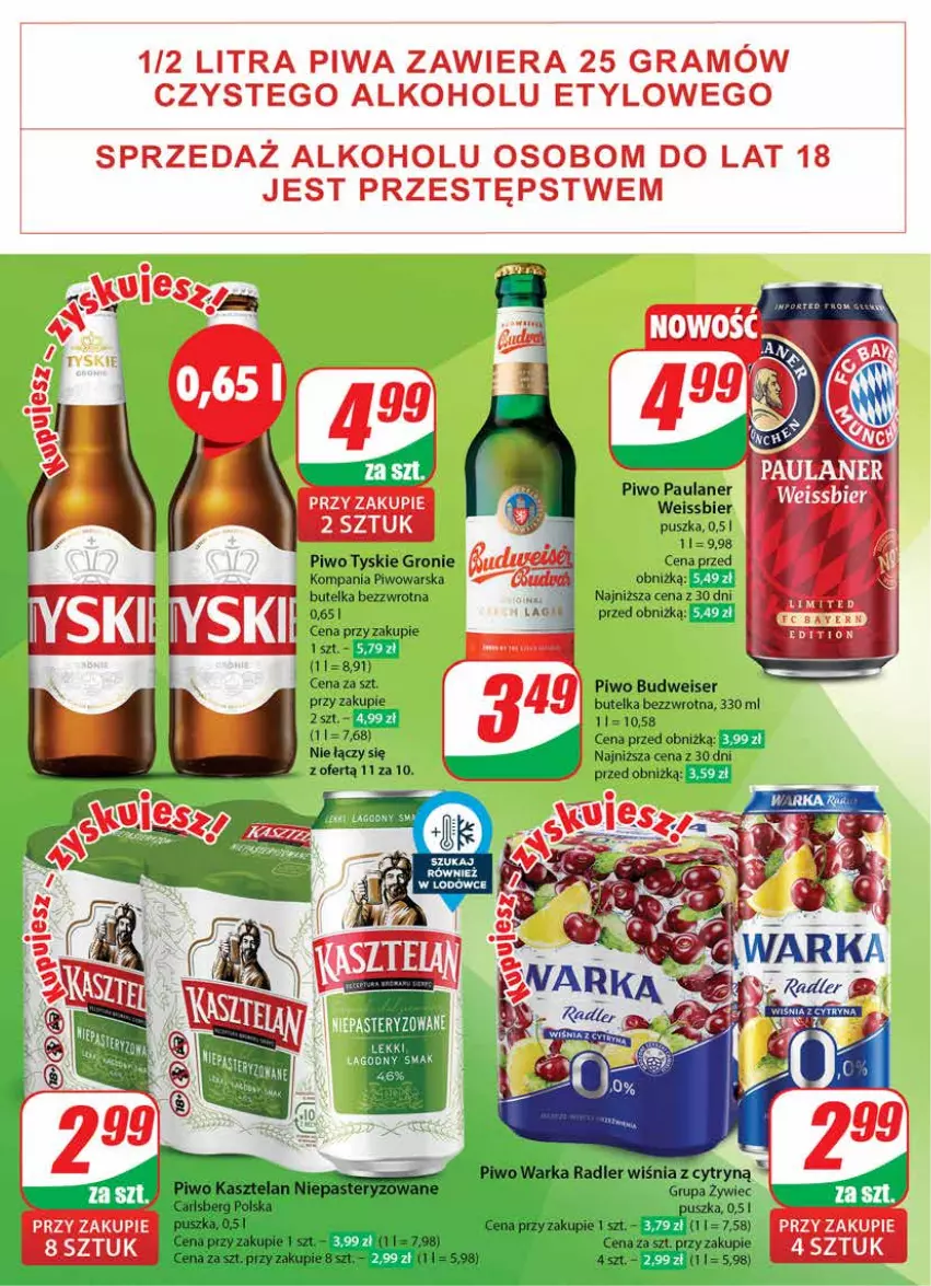 Gazetka promocyjna Dino - Gazetka 39 / 2024 - ważna 25.09 do 01.10.2024 - strona 40 - produkty: Carlsberg, Gra, Kasztelan, Piwa, Piwo, Radler, Ser, Warka