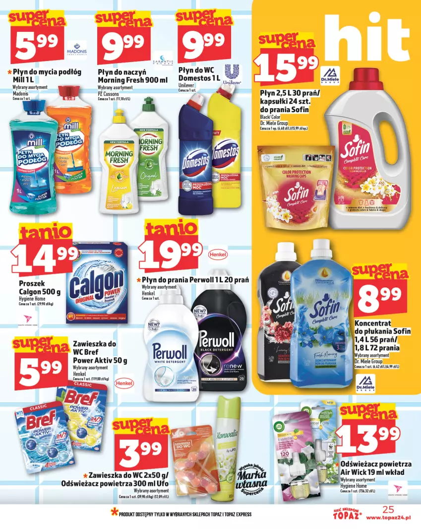 Gazetka promocyjna Topaz - Gazetka - ważna 06.03 do 12.03.2025 - strona 25 - produkty: Air Wick, Calgon, Domestos, Fa, Lack, LG, Odświeżacz powietrza, Płyn do mycia, Płyn do mycia podłóg, Płyn do wc, Top, Zawieszka do wc