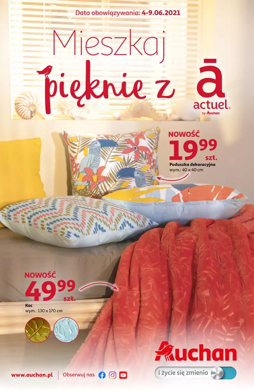 Gazetka promocyjna Auchan - Mieszkaj pięknie z Actuel Hipermarkety - ważna 04.06 do 09.06.2021 - strona 1 - produkty: Poduszka, Poduszka dekoracyjna, Ser