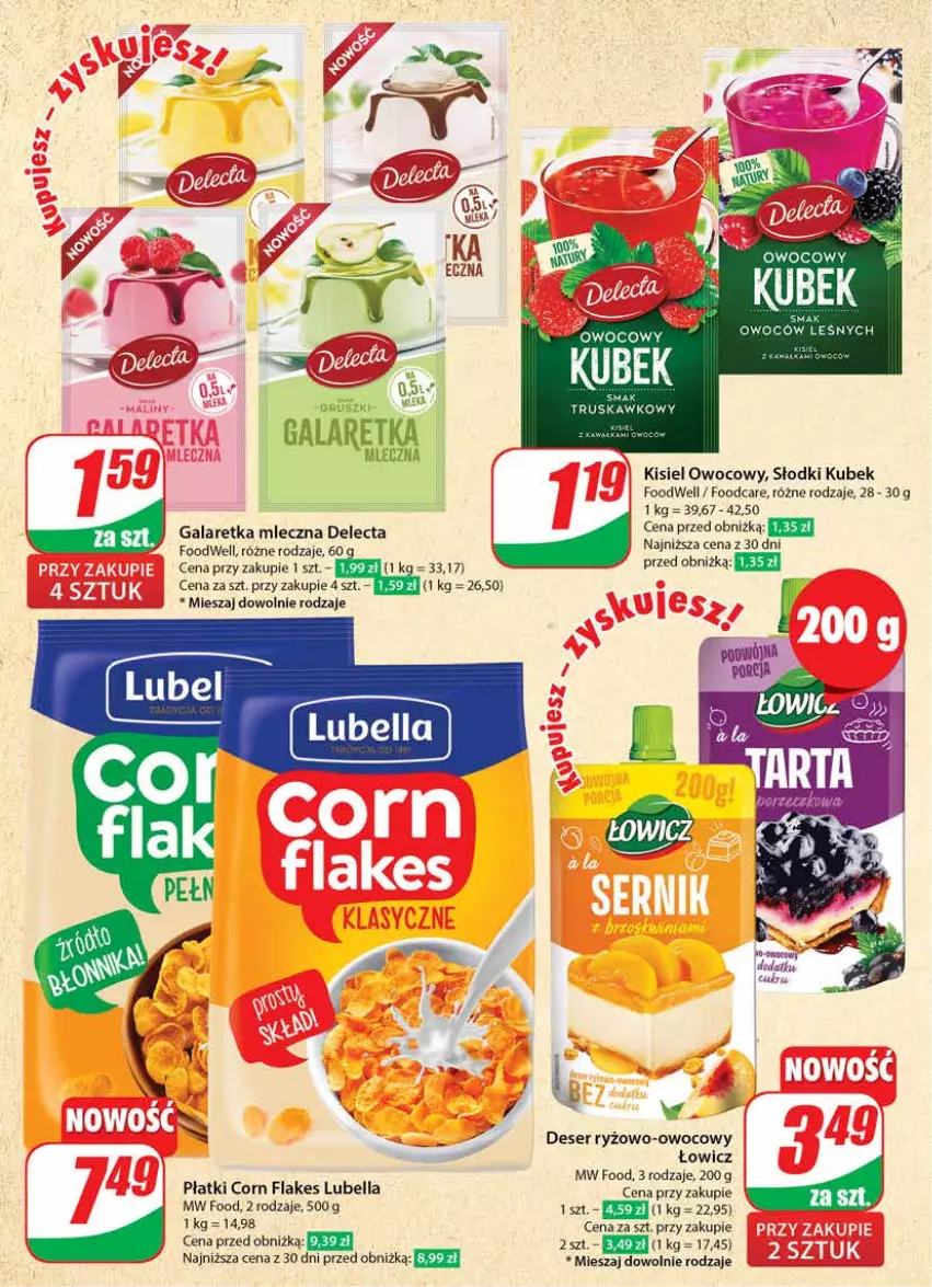 Gazetka promocyjna Dino - Gazetka 30 / 2024 - ważna 24.07 do 30.07.2024 - strona 12 - produkty: Bell, Bella, Corn flakes, Delecta, Deser, Gala, Galaretka, Gruszki, Kisiel, Kubek, Lubella, Ryż, Ser