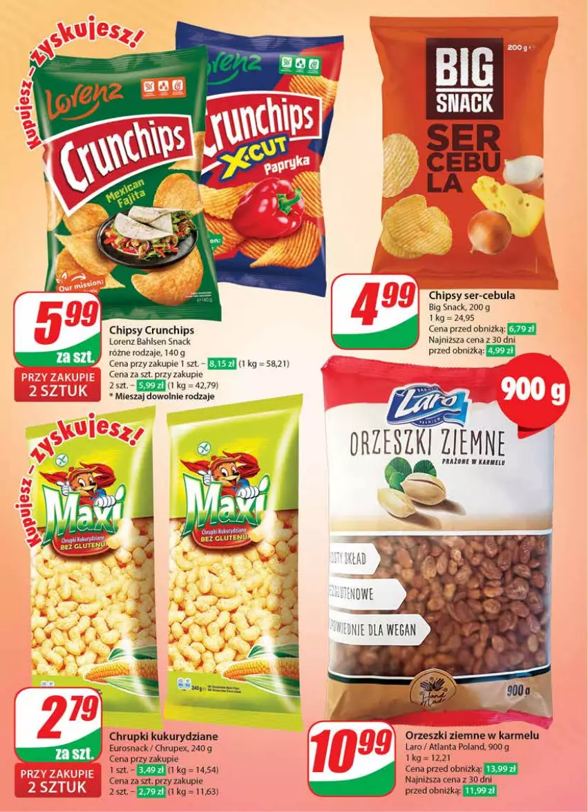 Gazetka promocyjna Dino - Gazetka 30 / 2024 - ważna 24.07 do 30.07.2024 - strona 44 - produkty: Cebula, Chipsy, Chrupki, Crunchips, Lorenz, Orzeszki, Orzeszki ziemne, Ser