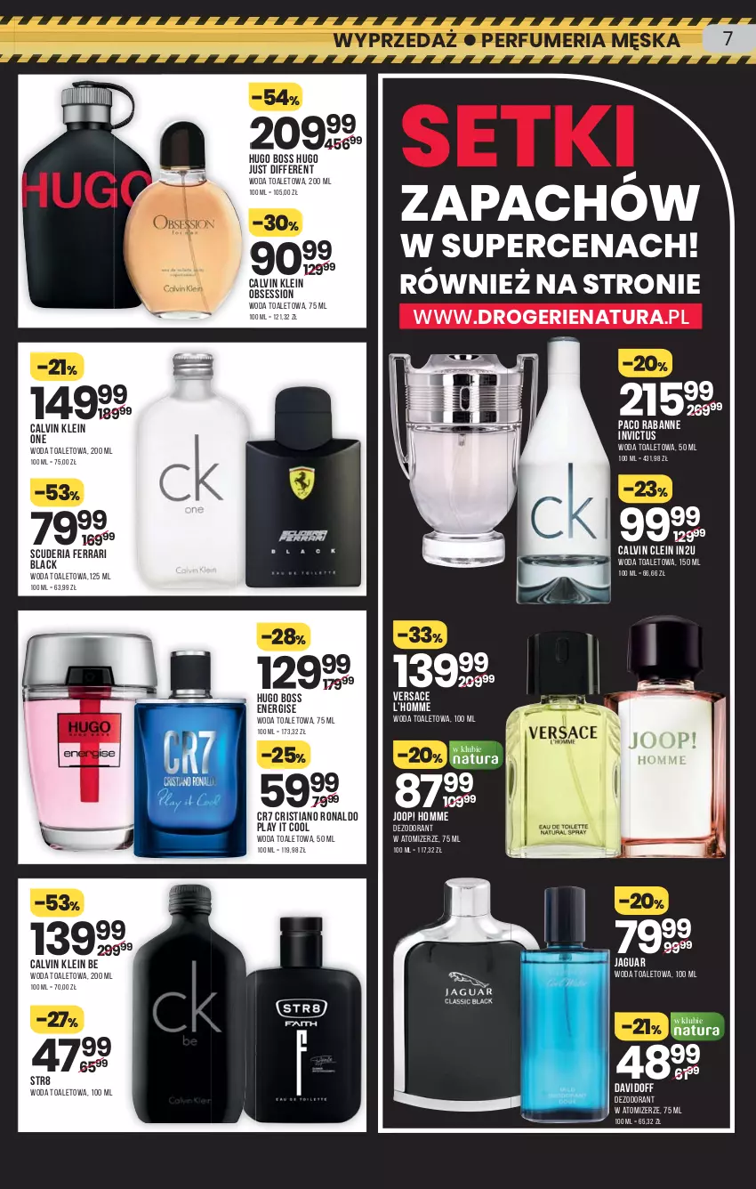 Gazetka promocyjna Drogerie Natura - Gazetka Drogerie Natura - ważna 30.12.2021 do 12.01.2022 - strona 7 - produkty: Calvin Klein, Davidoff, Dezodorant, Hugo Boss, Jaguar, JOOP!, Lack, Paco Rabanne, SESSIO, Str8, Versace, Woda, Woda toaletowa