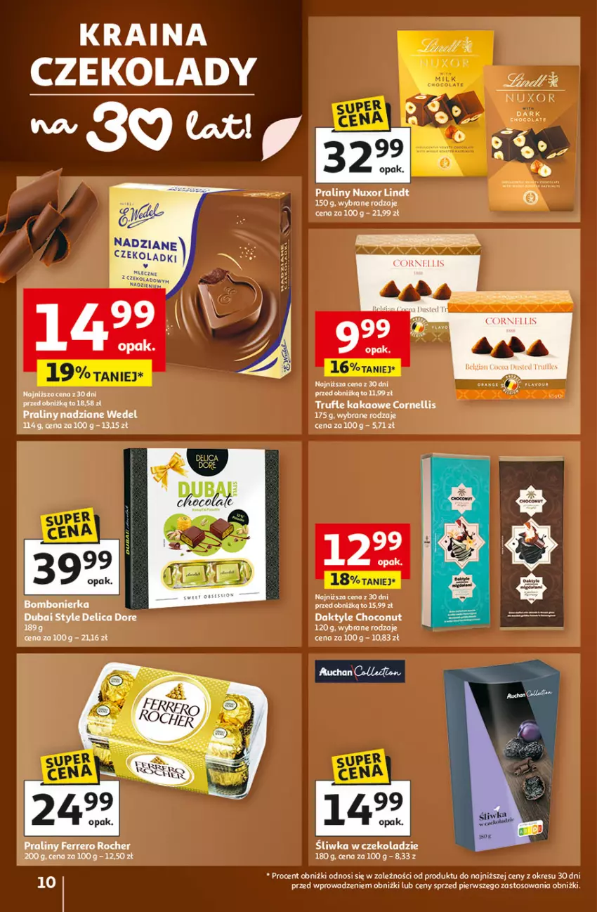 Gazetka promocyjna Auchan - Gazetka 30 Lat Hipermarket Auchan - ważna 22.01 do 28.01.2026 - strona 10 - produkty: Daktyle, Ferrero, Ferrero Rocher, Kakao, Lindt, Praliny
