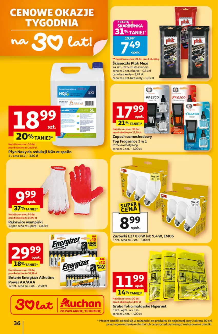 Gazetka promocyjna Auchan - Gazetka 30 Lat Hipermarket Auchan - ważna 22.01 do 28.01.2026 - strona 36 - produkty: Energizer, Folia malarska, Gra, Por, Rękawice, Top
