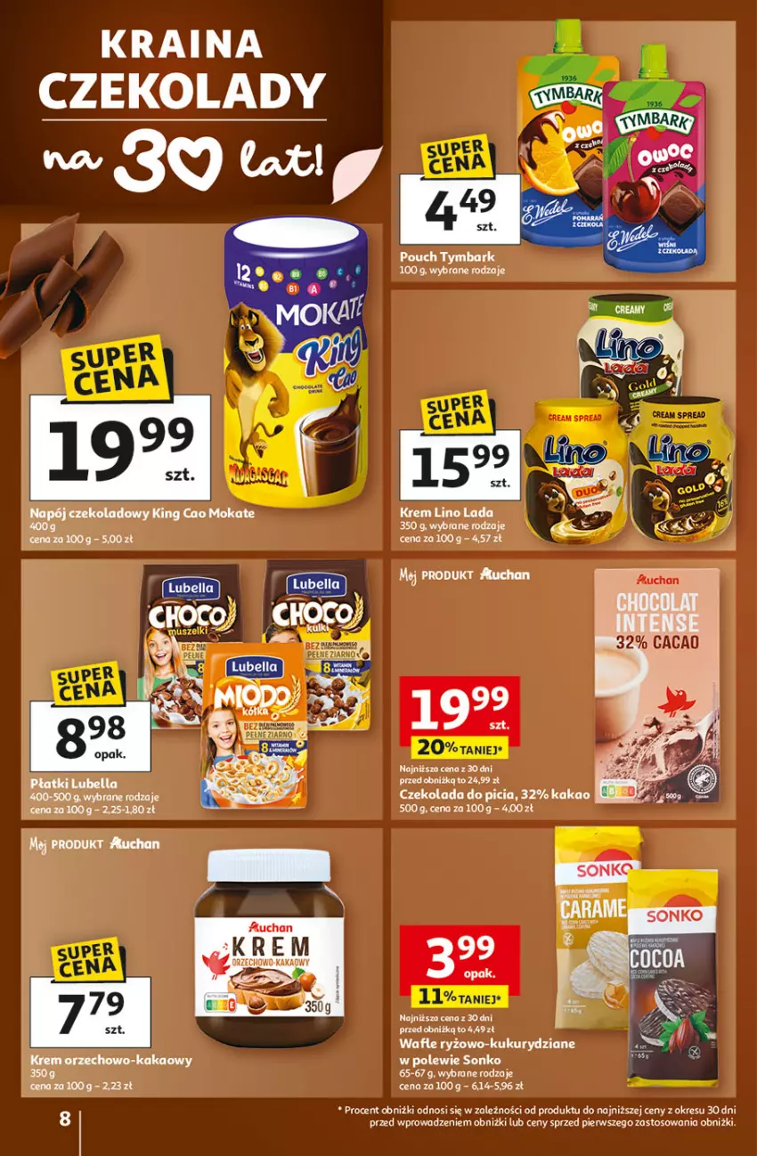 Gazetka promocyjna Auchan - Gazetka 30 Lat Hipermarket Auchan - ważna 22.01 do 28.01.2026 - strona 8 - produkty: Bell, Bella, Czekolada, Fa, Kakao, Lubella, Napój, Ryż, Tymbark, Wafle
