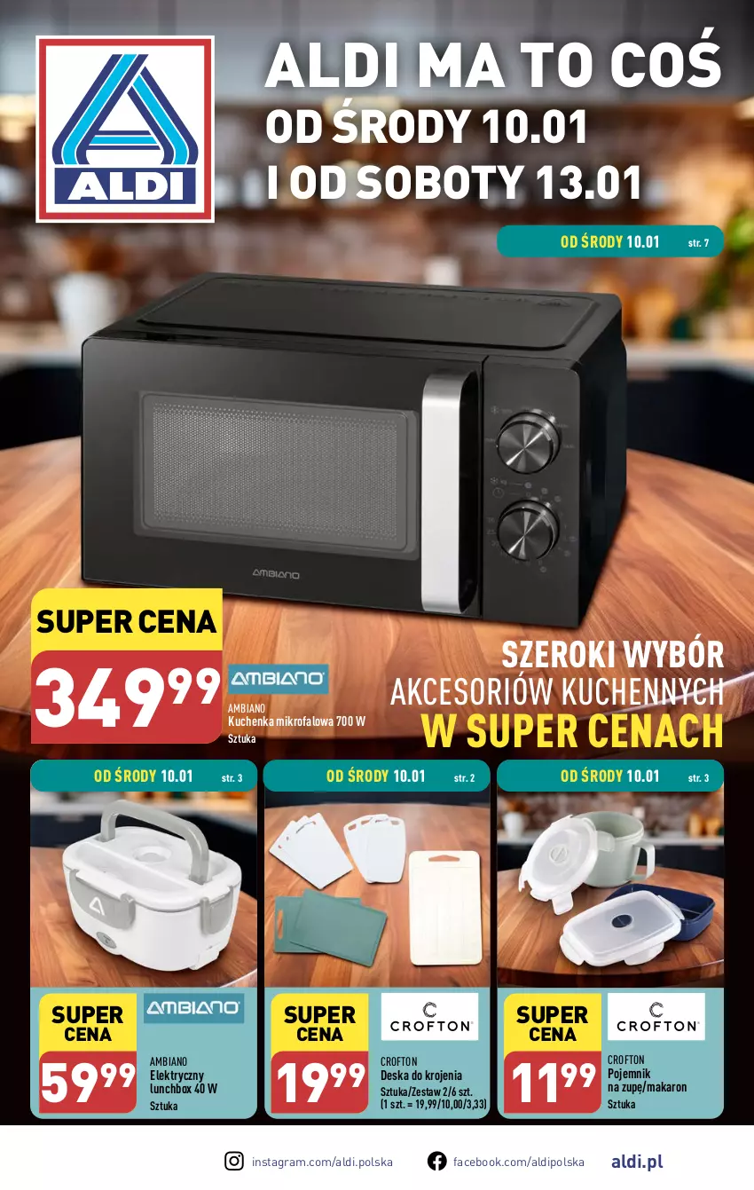 Gazetka promocyjna Aldi - Artykuły przemysłowe i tekstylia - ważna 10.01 do 13.01.2024 - strona 1 - produkty: Deska do krojenia, Fa, Gra, Kuchenka mikrofalowa, Makaron, Pojemnik