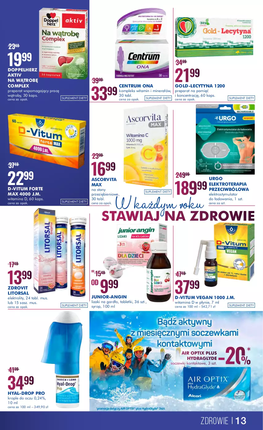 Gazetka promocyjna Super Pharm - Gazetka - ważna 27.12.2022 do 08.01.2023 - strona 13 - produkty: D-Vitum, Doppelherz, Gin, Krople do oczu, Lizaki, Mus, Rum, Soczewki kontaktowe, Suplement diety, Syrop, Tablet, Tera, Urgo, Zdrowie