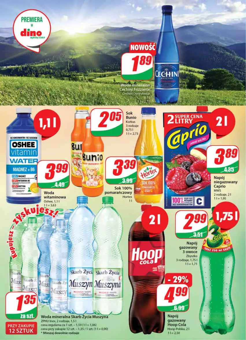 Gazetka promocyjna Dino - Gazetka - ważna 31.08 do 06.09.2022 - strona 2 - produkty: Hoop, Hortex, Mus, Napój, Napój gazowany, Oshee, Owoce, Sok, Szyna, Woda, Woda mineralna