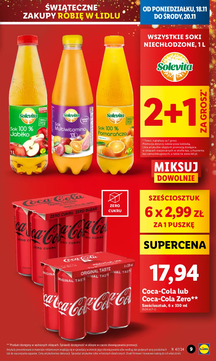 Gazetka promocyjna Lidl - GAZETKA - ważna 18.11 do 20.11.2024 - strona 11 - produkty: Coca-Cola, Sok