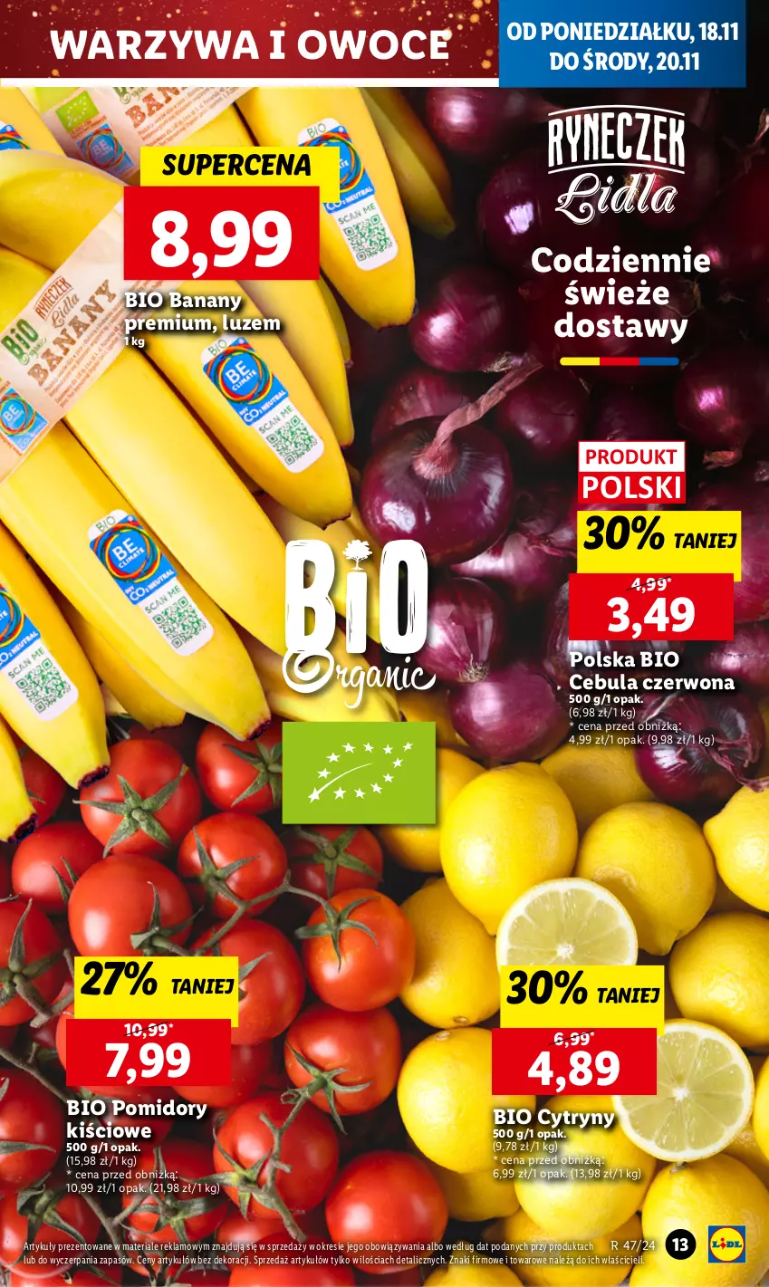 Gazetka promocyjna Lidl - GAZETKA - ważna 18.11 do 20.11.2024 - strona 17 - produkty: Banany, Cebula, Cebula czerwona, Cytryny, Owoce, Pomidory, Warzywa, Warzywa i owoce