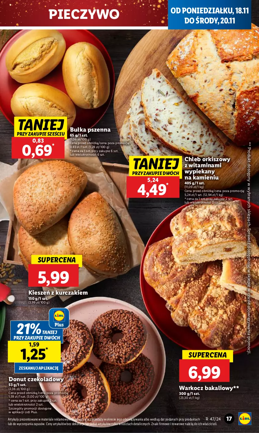 Gazetka promocyjna Lidl - GAZETKA - ważna 18.11 do 20.11.2024 - strona 21 - produkty: Bułka, Chleb, Donut, Koc, Kurczak, Piec, Pieczywo