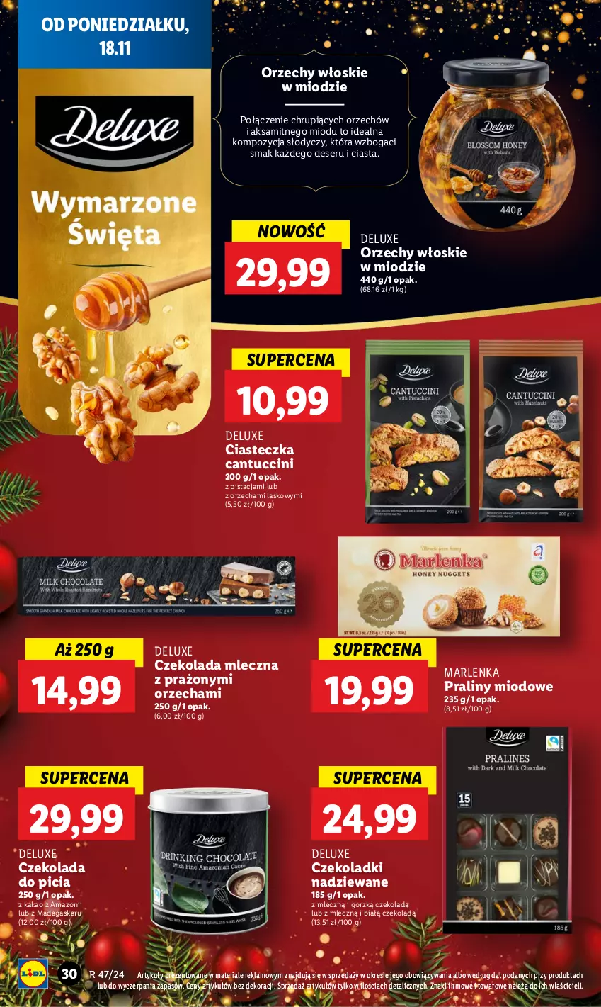 Gazetka promocyjna Lidl - GAZETKA - ważna 18.11 do 20.11.2024 - strona 34 - produkty: Aksam, Czekolada, Czekolada mleczna, Deser, Kakao, Orzechy włoskie, Praliny, Ser