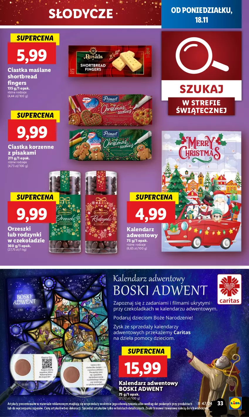 Gazetka promocyjna Lidl - GAZETKA - ważna 18.11 do 20.11.2024 - strona 39 - produkty: Ciastka, Kalendarz, Kalendarz adwentowy, Orzeszki, Rodzynki