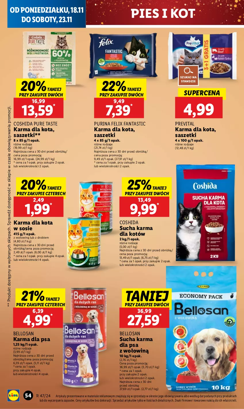 Gazetka promocyjna Lidl - GAZETKA - ważna 18.11 do 20.11.2024 - strona 62 - produkty: Bell, Fa, Fanta, Felix, Pur, Purina, Sos, Sucha karma