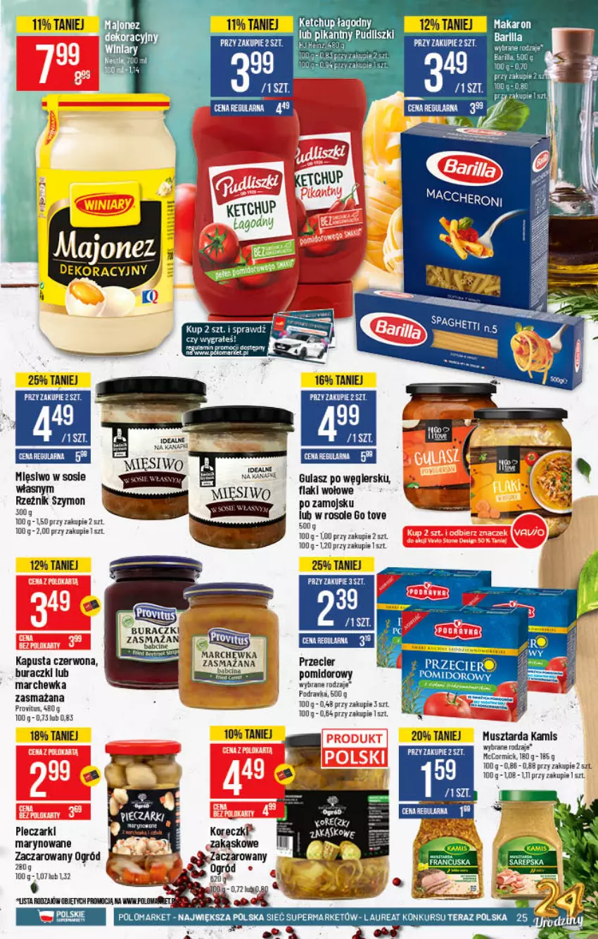 Gazetka promocyjna PoloMarket - Gazetka pomocyjna - ważna 27.10 do 02.11.2021 - strona 25 - produkty: Barilla, Buraczki, Flaki, Flaki wołowe, Gra, Kamis, Marchewka, Mus, Musztarda, Ogród, Piec, Pudliszki, Sos