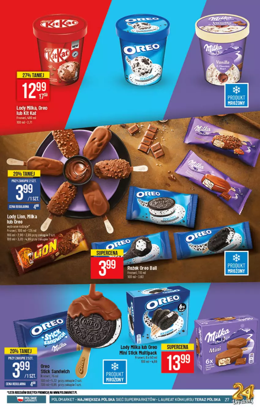 Gazetka promocyjna PoloMarket - Gazetka pomocyjna - ważna 27.10 do 02.11.2021 - strona 27 - produkty: Kit Kat, Laur, Lody, Milka, Oreo, Tera