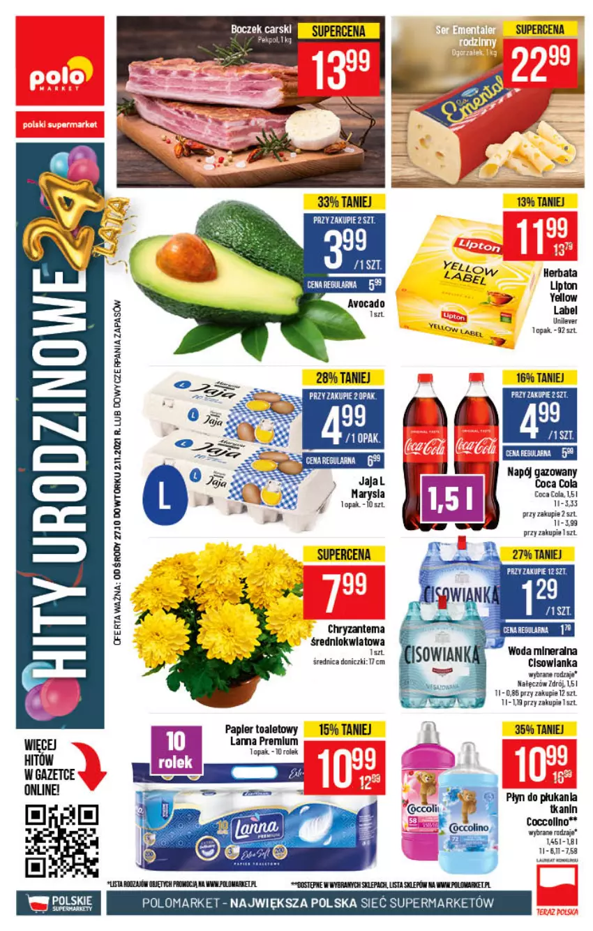 Gazetka promocyjna PoloMarket - Gazetka pomocyjna - ważna 27.10 do 02.11.2021 - strona 58 - produkty: Avocado, Chryzantema, Cisowianka, Coccolino, Herbata, Lipton, Napój, Napój gazowany, Płyn do płukania, Woda, Woda mineralna