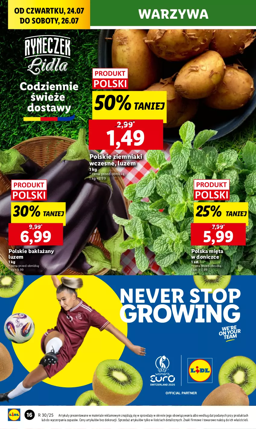 Gazetka promocyjna Lidl - GAZETKA - ważna 24.07 do 26.07.2025 - strona 20 - produkty: Mięta, Top, Warzywa, Ziemniaki