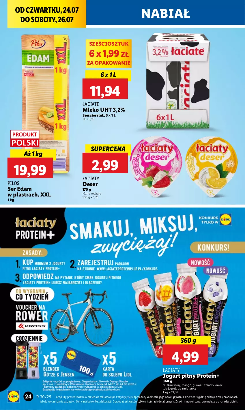 Gazetka promocyjna Lidl - GAZETKA - ważna 24.07 do 26.07.2025 - strona 30 - produkty: Deser, Edam, Jogurt, Jogurt pitny, Mango, Mleko, Pilos, Ser