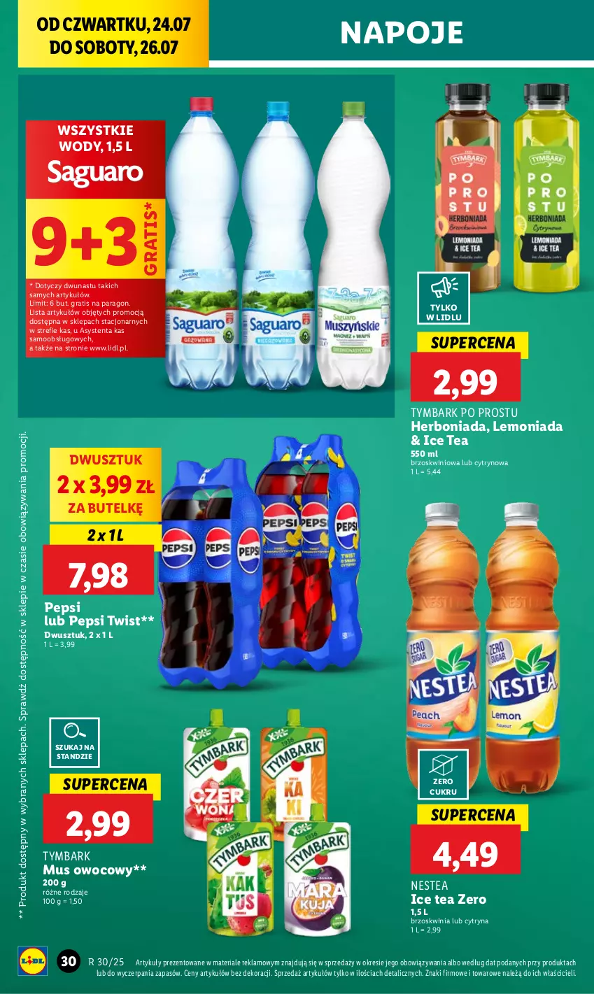 Gazetka promocyjna Lidl - GAZETKA - ważna 24.07 do 26.07.2025 - strona 38 - produkty: Gra, Ice tea, Lemoniada, Mus, Napoje, Nestea, Pepsi, Tymbark