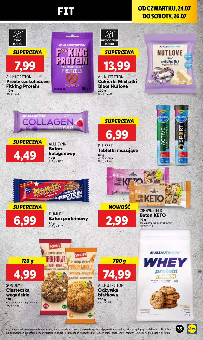 Gazetka promocyjna Lidl - GAZETKA - ważna 24.07 do 26.07.2025 - strona 45 - produkty: Baton, Cukier, Cukierki, Kolagen, Michałki, Mus, Odżywka, Precle, Tablet, Tabletki musujące