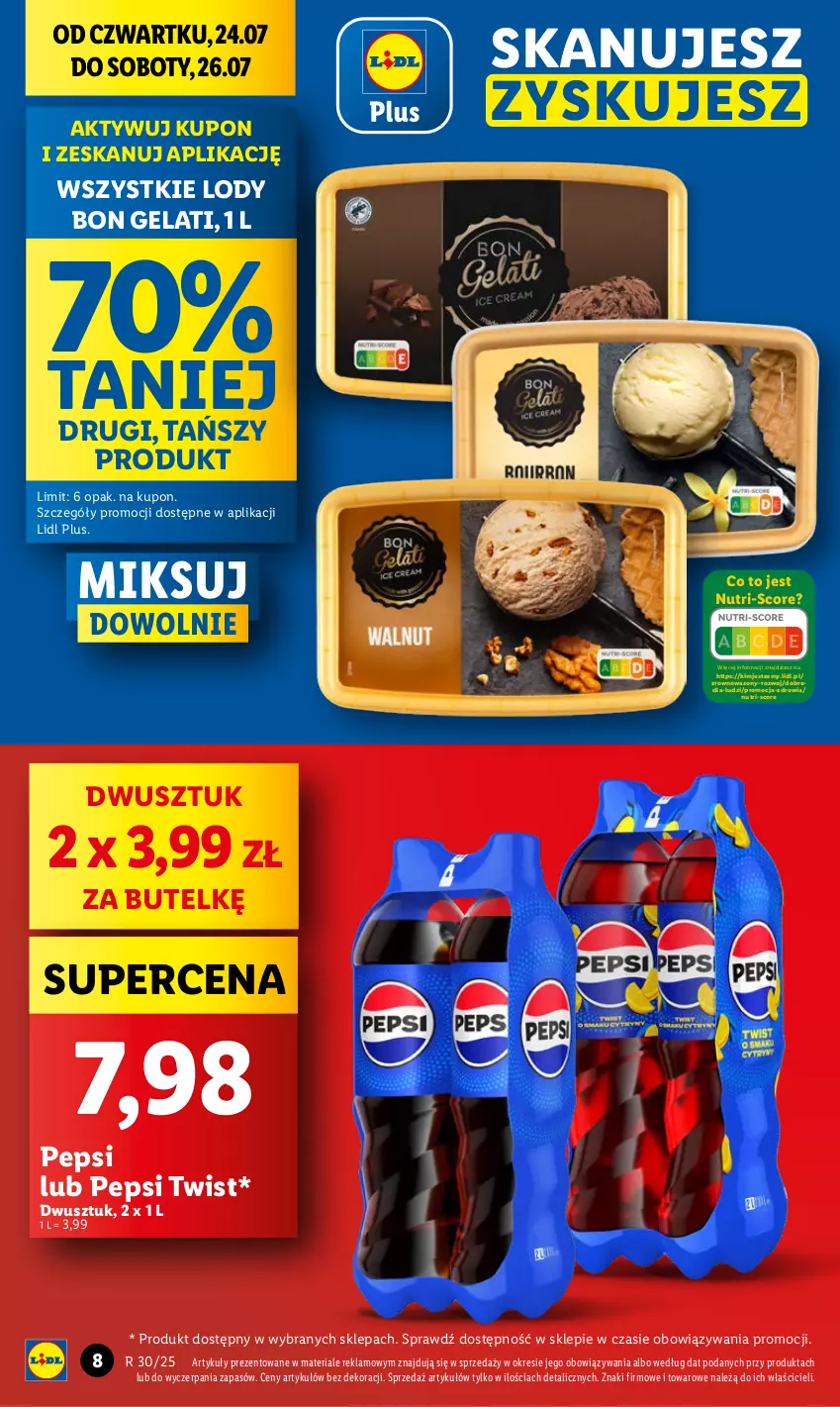 Gazetka promocyjna Lidl - GAZETKA - ważna 24.07 do 26.07.2025 - strona 8 - produkty: Lody, Pepsi, Wazon