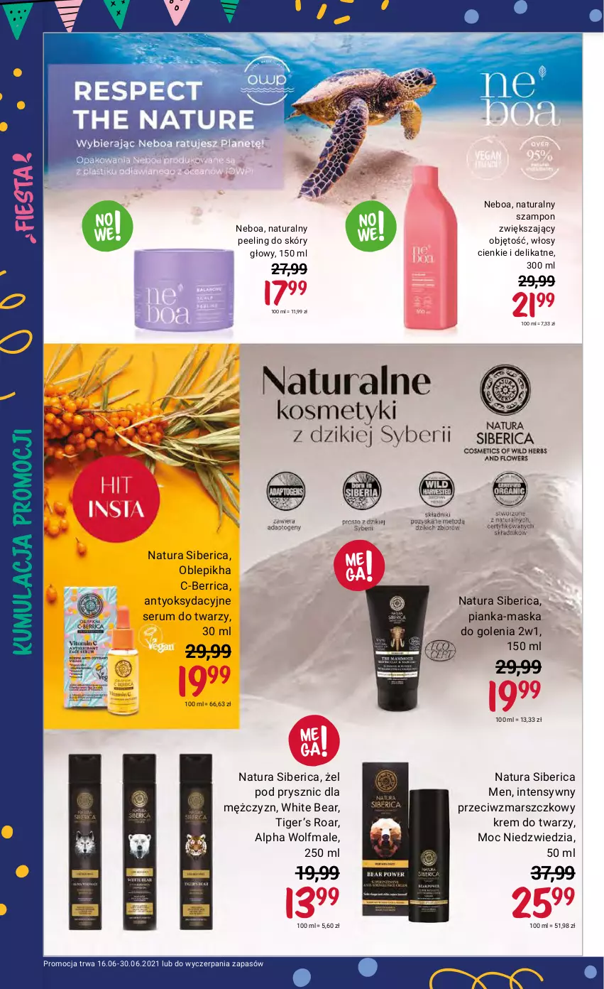 Gazetka promocyjna Rossmann - Fiesta - ważna 16.06 do 30.06.2021 - strona 16 - produkty: Krem do twarzy, Mars, Maska, Natura Siberica, Peeling, Rum, Ser, Serum, Serum do twarzy, Szampon, Tiger