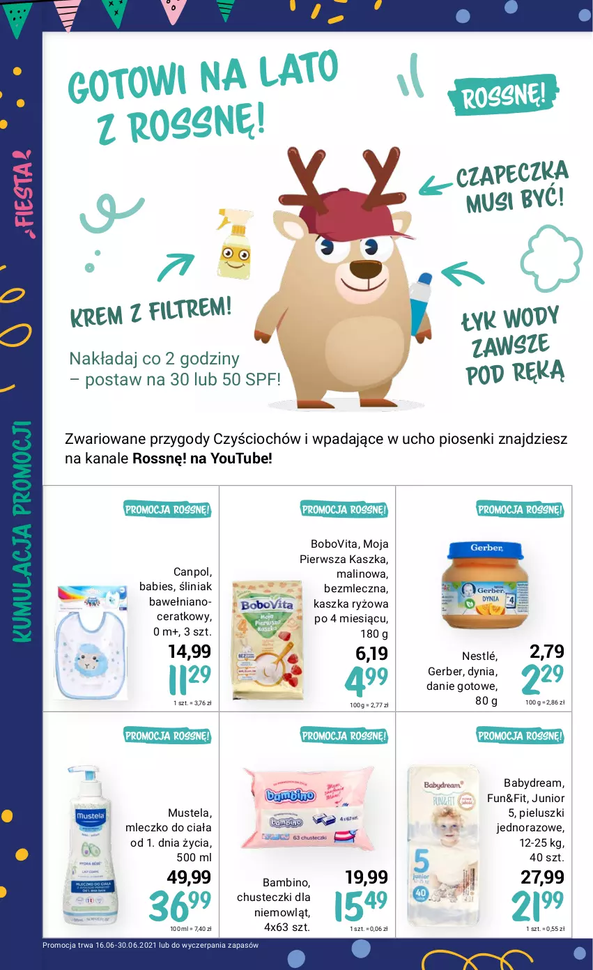 Gazetka promocyjna Rossmann - Fiesta - ważna 16.06 do 30.06.2021 - strona 28 - produkty: Babydream, BoboVita, Canpol, Chusteczki, Danie gotowe, Gerber, Mleczko, Mleczko do ciała, Mus, Mustela, Nestlé, Ryż