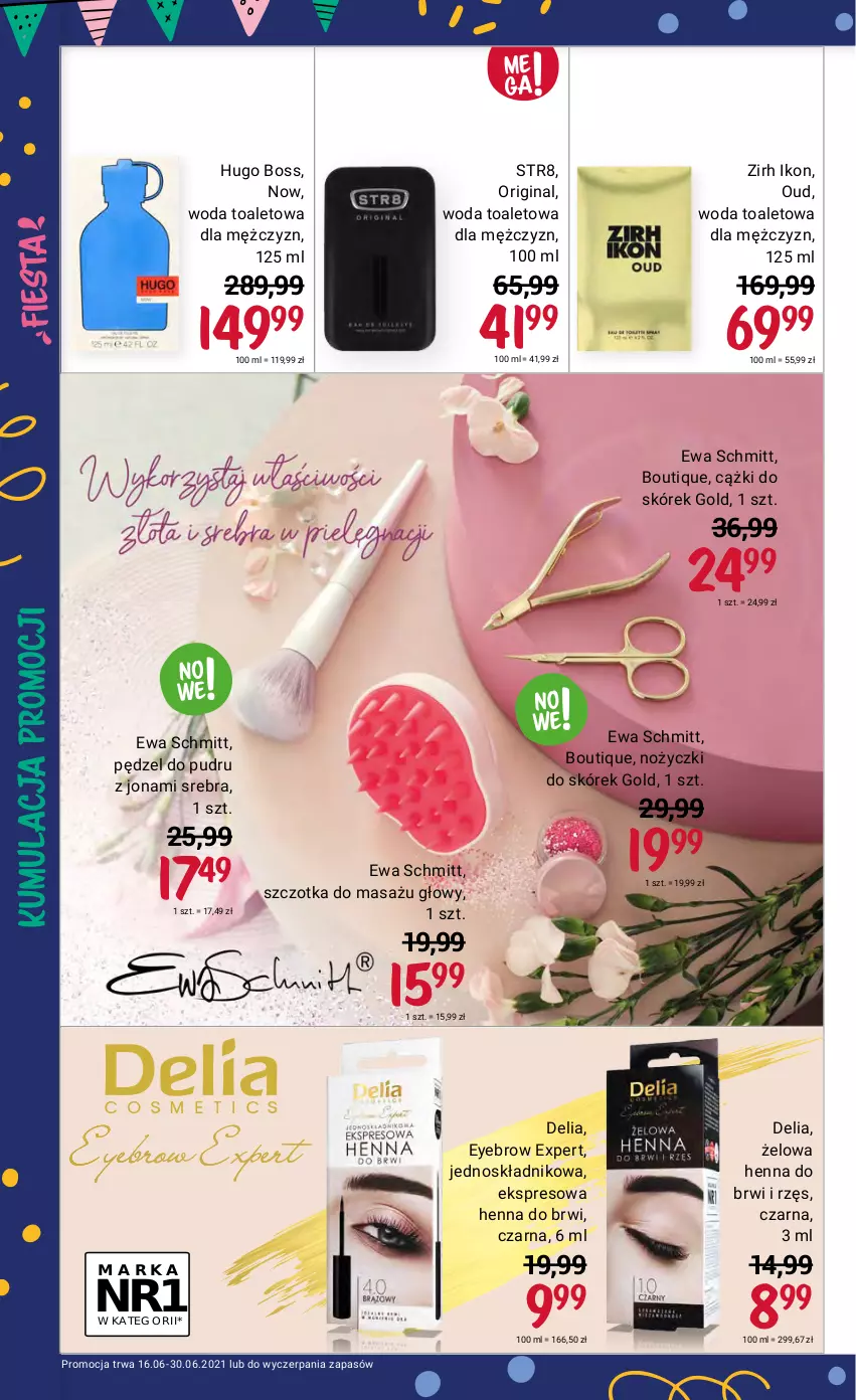 Gazetka promocyjna Rossmann - Fiesta - ważna 16.06 do 30.06.2021 - strona 4 - produkty: Cążki, Cążki do skórek, Ewa Schmitt, Gin, Hugo Boss, Noż, Nożyczki, Pędzel do pudru, Str8, Szczotka, Woda, Woda toaletowa