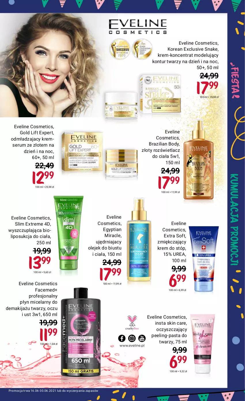 Gazetka promocyjna Rossmann - Fiesta - ważna 16.06 do 30.06.2021 - strona 5 - produkty: Body, Eveline, Fa, Krem do stóp, Makijaż, Olej, Peeling, Płyn micelarny, Rozświetlacz, Rum, Ser, Serum