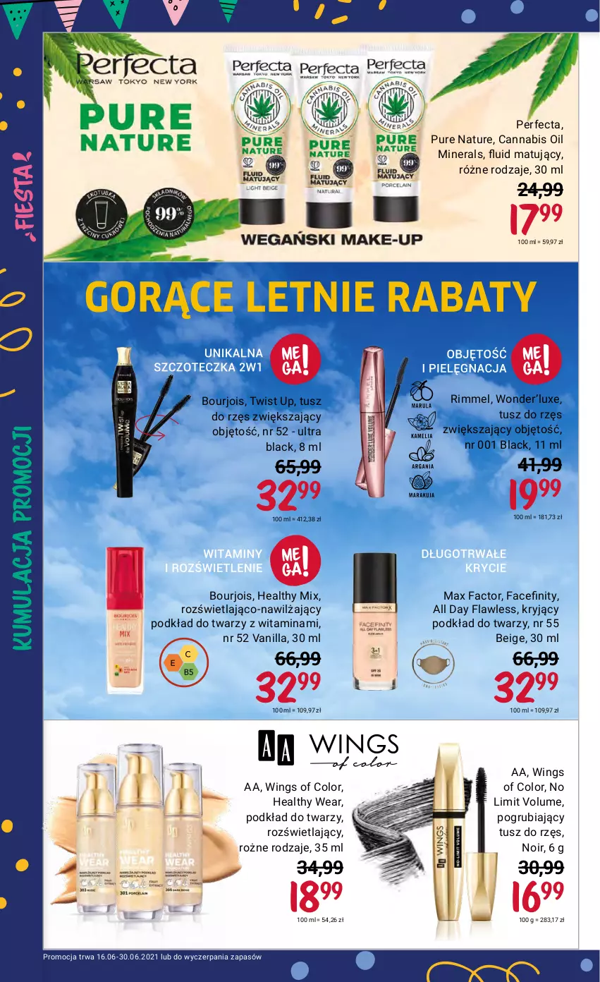 Gazetka promocyjna Rossmann - Fiesta - ważna 16.06 do 30.06.2021 - strona 8 - produkty: Bourjois, Fa, Lack, Max Factor, Perfecta, Podkład, Podkład do twarzy, Pur, Tusz