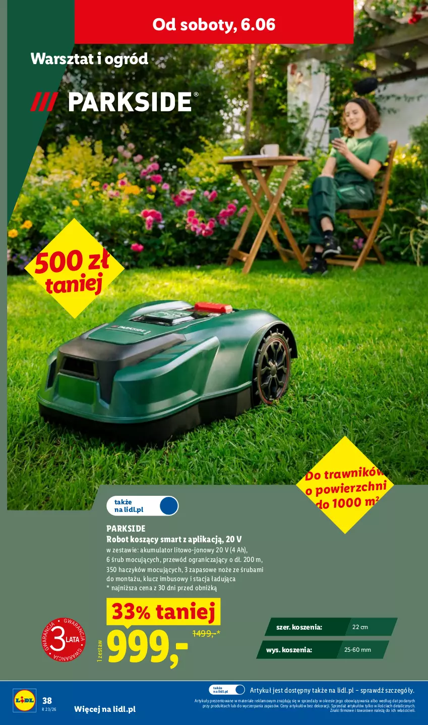Gazetka promocyjna Lidl - Katalog ważny od 1.06 - ważna 01.06 do 06.06.2026 - strona 42 - produkty: Akumulator, Gra, Haczyk, Kosz, Noż, Ogród, Parkside, Przewód, Robot