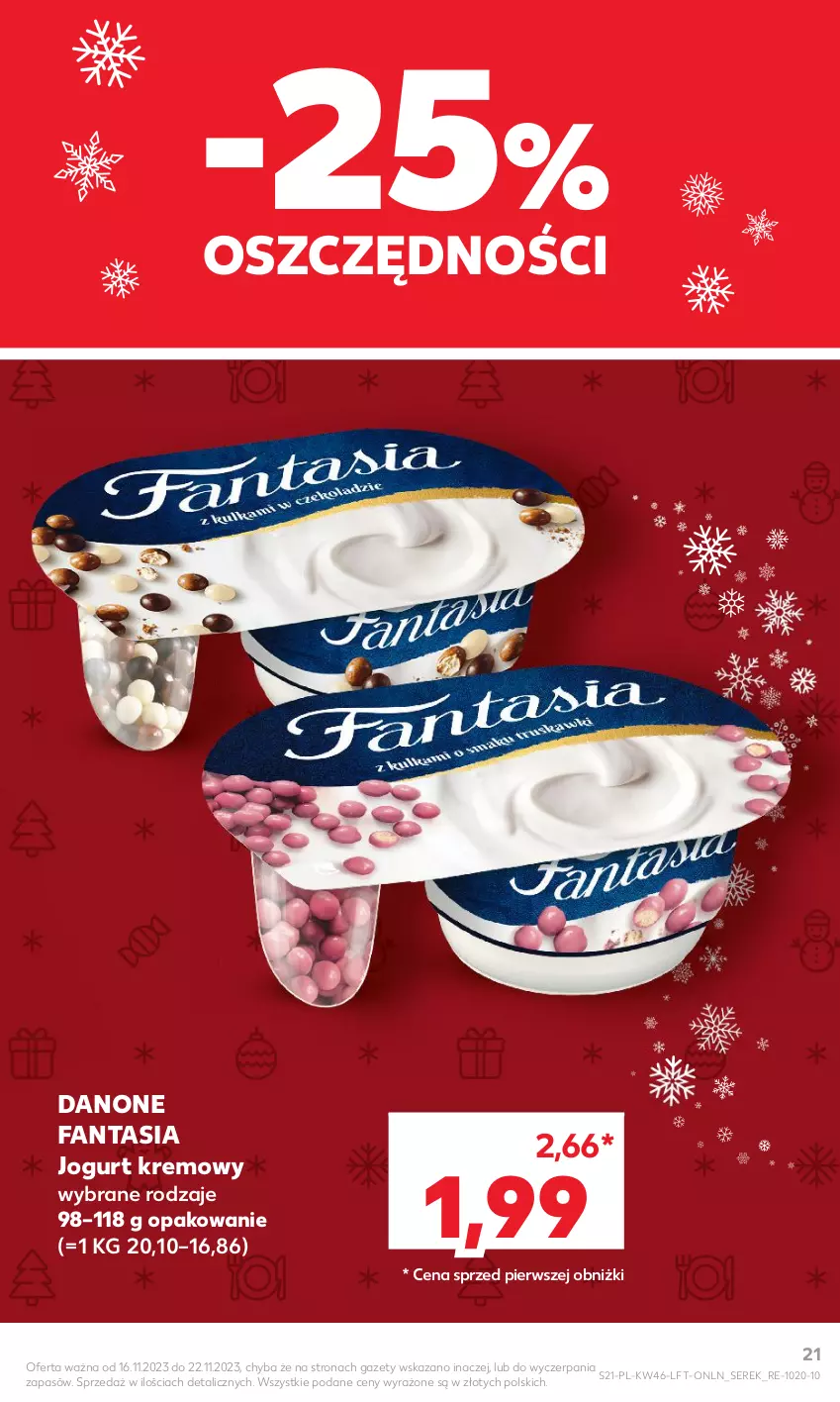 Gazetka promocyjna Kaufland - Gazetka tygodnia - ważna 16.11 do 22.11.2023 - strona 21 - produkty: Danone, Danone Fantasia, Fa, Fanta, Jogurt, Ser, Serek